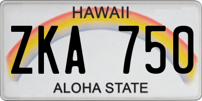 HI license plate ZKA750