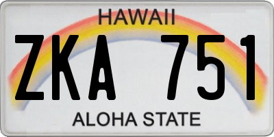 HI license plate ZKA751