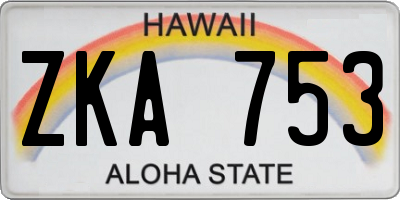 HI license plate ZKA753