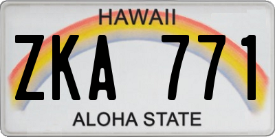 HI license plate ZKA771