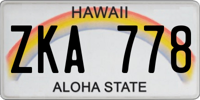HI license plate ZKA778