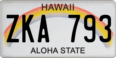 HI license plate ZKA793