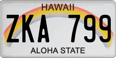 HI license plate ZKA799
