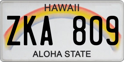 HI license plate ZKA809