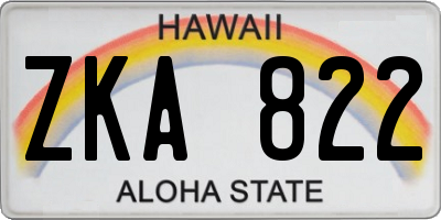 HI license plate ZKA822