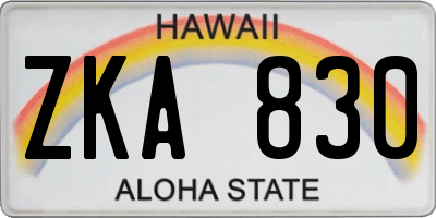 HI license plate ZKA830