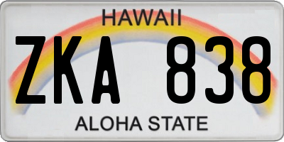 HI license plate ZKA838