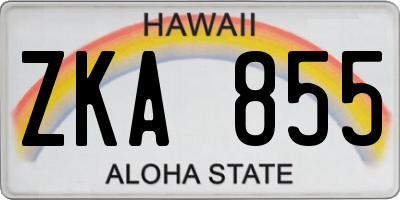 HI license plate ZKA855