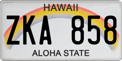 HI license plate ZKA858