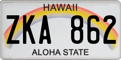 HI license plate ZKA862