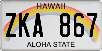 HI license plate ZKA867