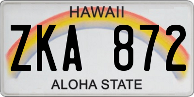 HI license plate ZKA872