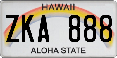 HI license plate ZKA888