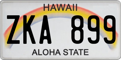 HI license plate ZKA899