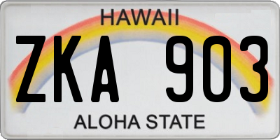 HI license plate ZKA903