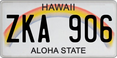 HI license plate ZKA906