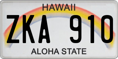 HI license plate ZKA910
