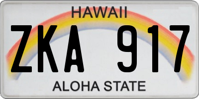 HI license plate ZKA917