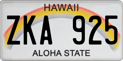 HI license plate ZKA925