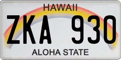 HI license plate ZKA930