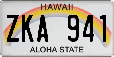 HI license plate ZKA941