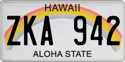 HI license plate ZKA942