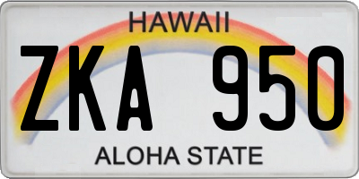 HI license plate ZKA950