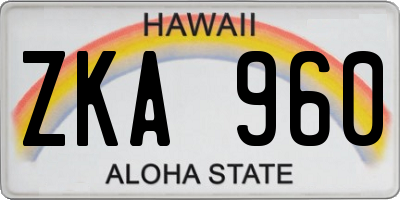 HI license plate ZKA960