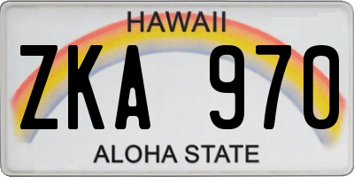 HI license plate ZKA970