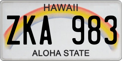 HI license plate ZKA983