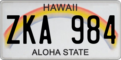 HI license plate ZKA984