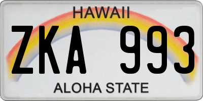 HI license plate ZKA993
