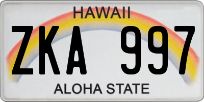 HI license plate ZKA997