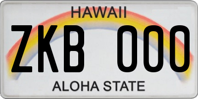 HI license plate ZKB000