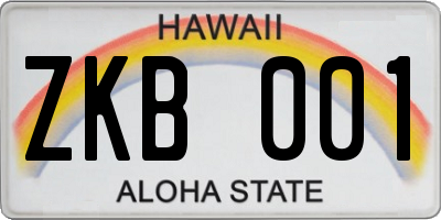 HI license plate ZKB001