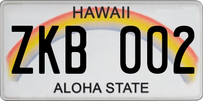 HI license plate ZKB002