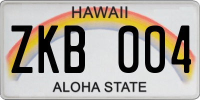 HI license plate ZKB004
