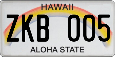 HI license plate ZKB005