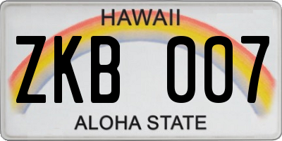 HI license plate ZKB007