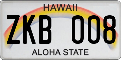 HI license plate ZKB008