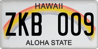 HI license plate ZKB009