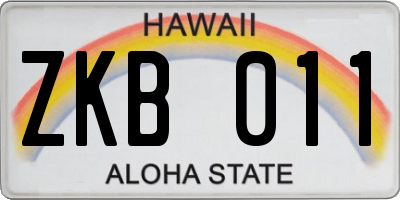 HI license plate ZKB011