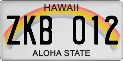 HI license plate ZKB012