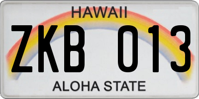 HI license plate ZKB013