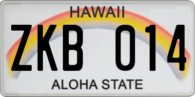 HI license plate ZKB014