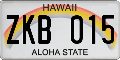 HI license plate ZKB015