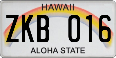 HI license plate ZKB016