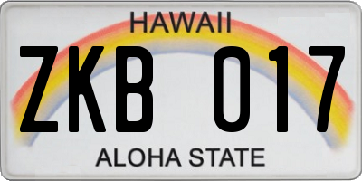 HI license plate ZKB017