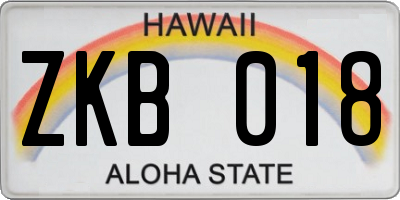 HI license plate ZKB018