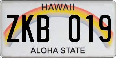HI license plate ZKB019